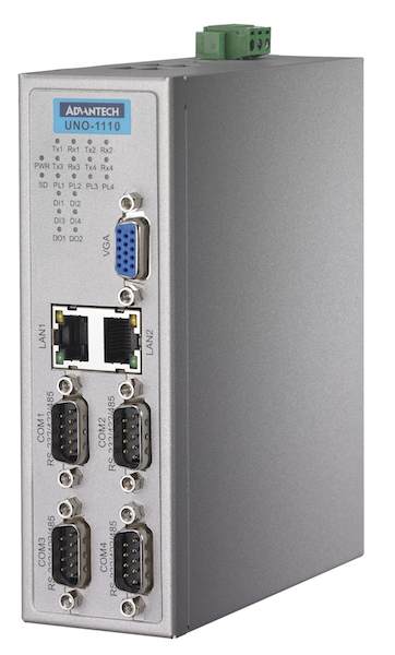 Advantech's UNO-1110 DIN-rail controller features four programmable LED warning lights and isolated digital I/O ports so users no longer require extra signal convertors. Courtesy: Advantech