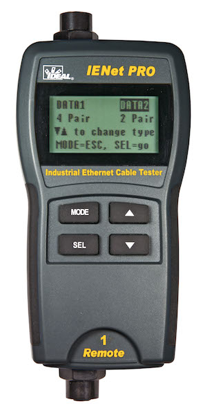 Ideal Industries' IENet PRO Industrial Ethernet Cable Tester is designed for LAN testing efficiency and instantly verifies the integrity of two-pair and four-pair Industrial Ethernet cables. Courtesy: Ideal Industries