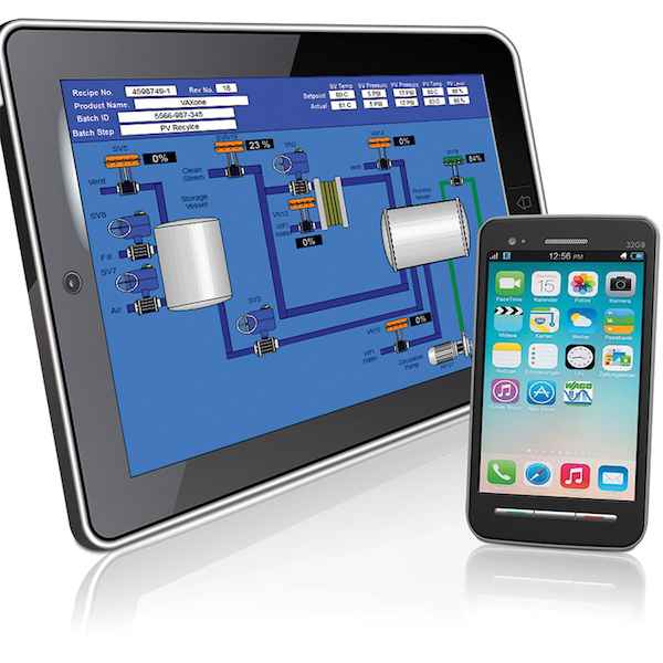 Wago's Web visualization application, the Wago-WebVisu-App, enables the user to monitor and control operations directly from a smartphone or tablet for the plant floor and up to 100 controllers can be defined for direct and quick access via URL. Courtesy: