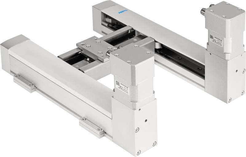 Festo's EXCM mini-H gantry is a handling system designed for small parts assembly and medical laboratory automation and is programmed with critical parameters for plug-and-work operation. Courtesy: Festo