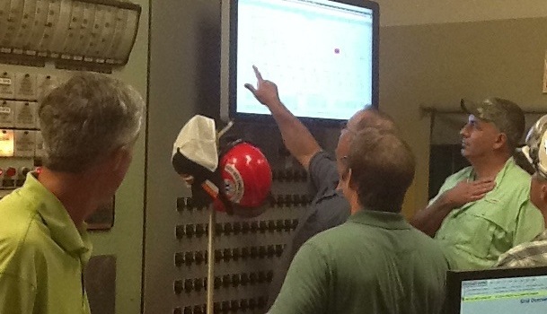 In the photo, inoLECT of Baton Rouge is training powerhouse operators on new 50-in. touchscreens. What’s under the hood? It integrates seven systems from five vendors, all with a common interface. Courtesy: Byte Size