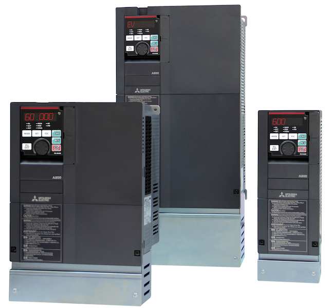 Mitsubishi Electric Automation's A800 Series all-in-one variable frequency drive (VFD) combines induction and permanent magnet motors and is suitable for both low performance applications as well as high performance industrial applications. Courtesy: Mits