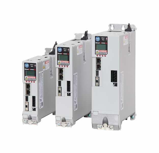 Motion Control — Servo Drives: The Kinetix 5500 drive controls servo and induction motors using EtherNet/IP to send safety, control, and motion signals over a single wire—eliminating needs for hardwired safety systems and vastly reducing development time.