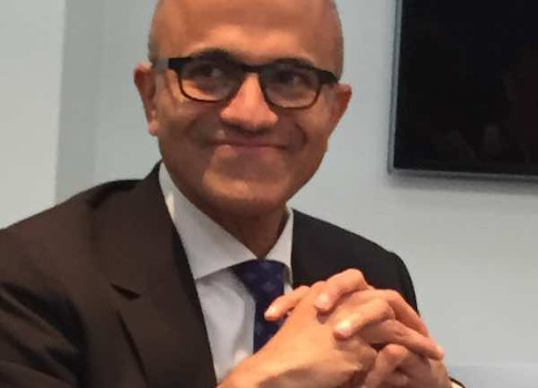 PLE1605 Microsoft CEOSlider Microsoft CEO Satya Nadella said his company will provide a system of intelligence to help with remotely operate and maintain machines. Courtesy: CFE Media
